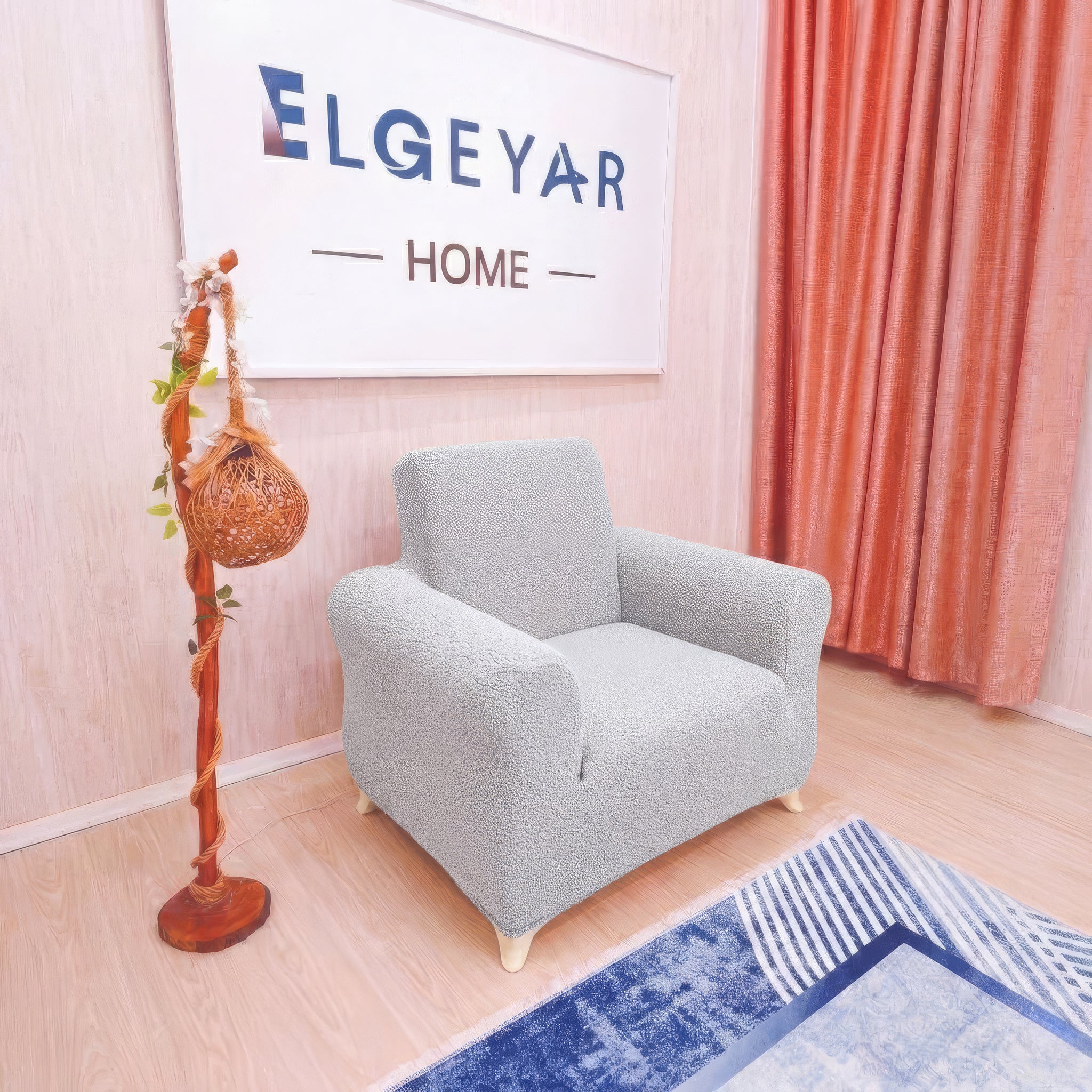 ELGEYAR Jakarlı Bohem 3+3+1+1 Koltuk Örtüsü Takımı - Taş Gri
