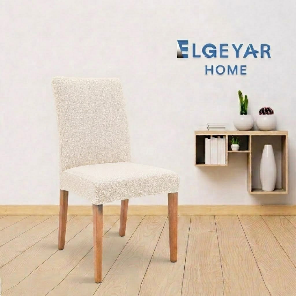 ELGEYAR Jakarlı Bohem Sandalye Kılıfı - Krem