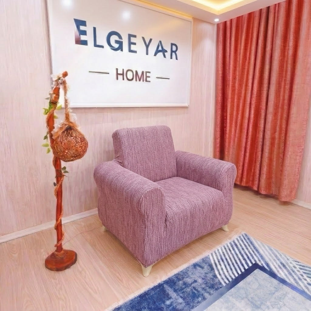 ELGEYAR Jakarlı Ağaç Kabuğu 3+3+1+1 Koltuk Örtüsü Takımı - Pudra