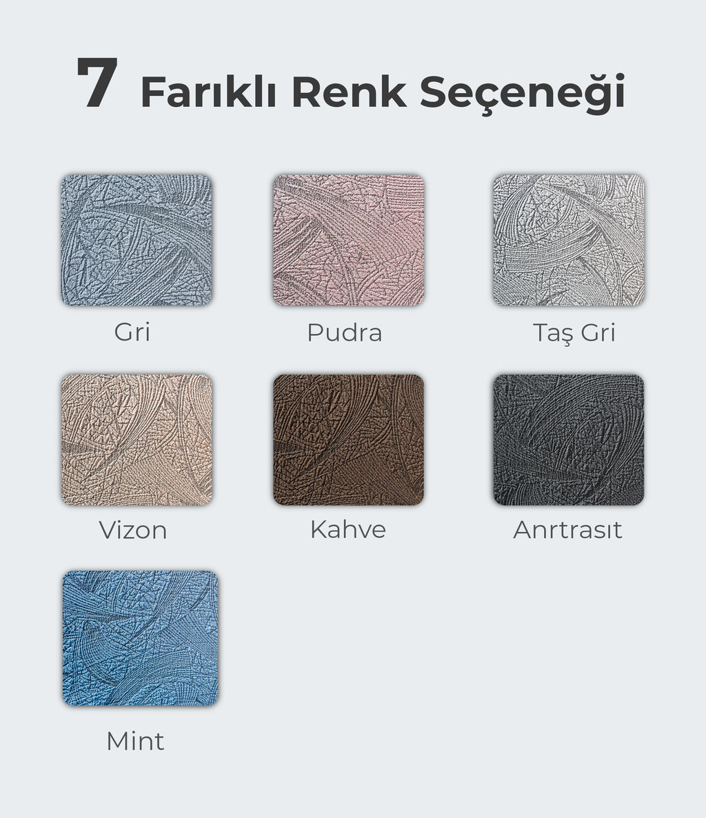 ELGEYAR Sehra Desen 3+3+1+1 Koltuk Örtüsü Takımı - Vizon