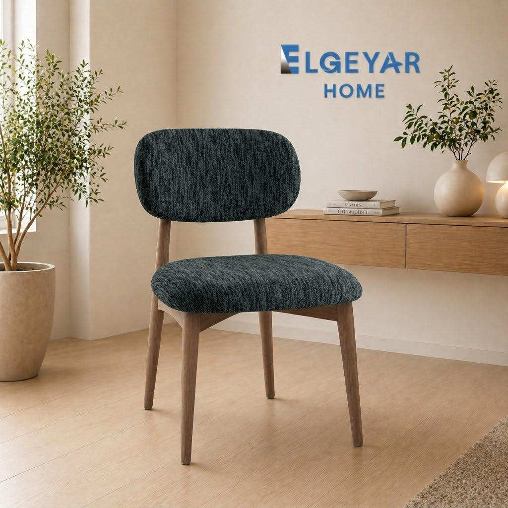 ELGEYAR Ağaç Kabuğu Oval Sırtlı Sandalye Kılıfı - Antrasit