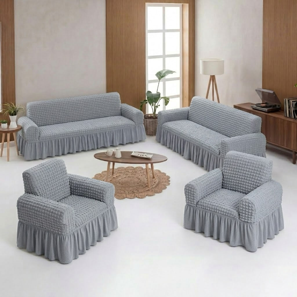 ELGEYAR Bürümcük 3+3+1+1 Koltuk Örtüsü Takımı - Gri