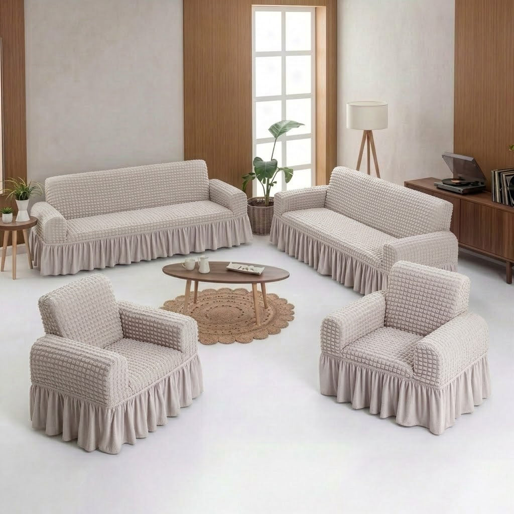 ELGEYAR Bürümcük 3+3+1+1 Koltuk Örtüsü Takımı - Natural