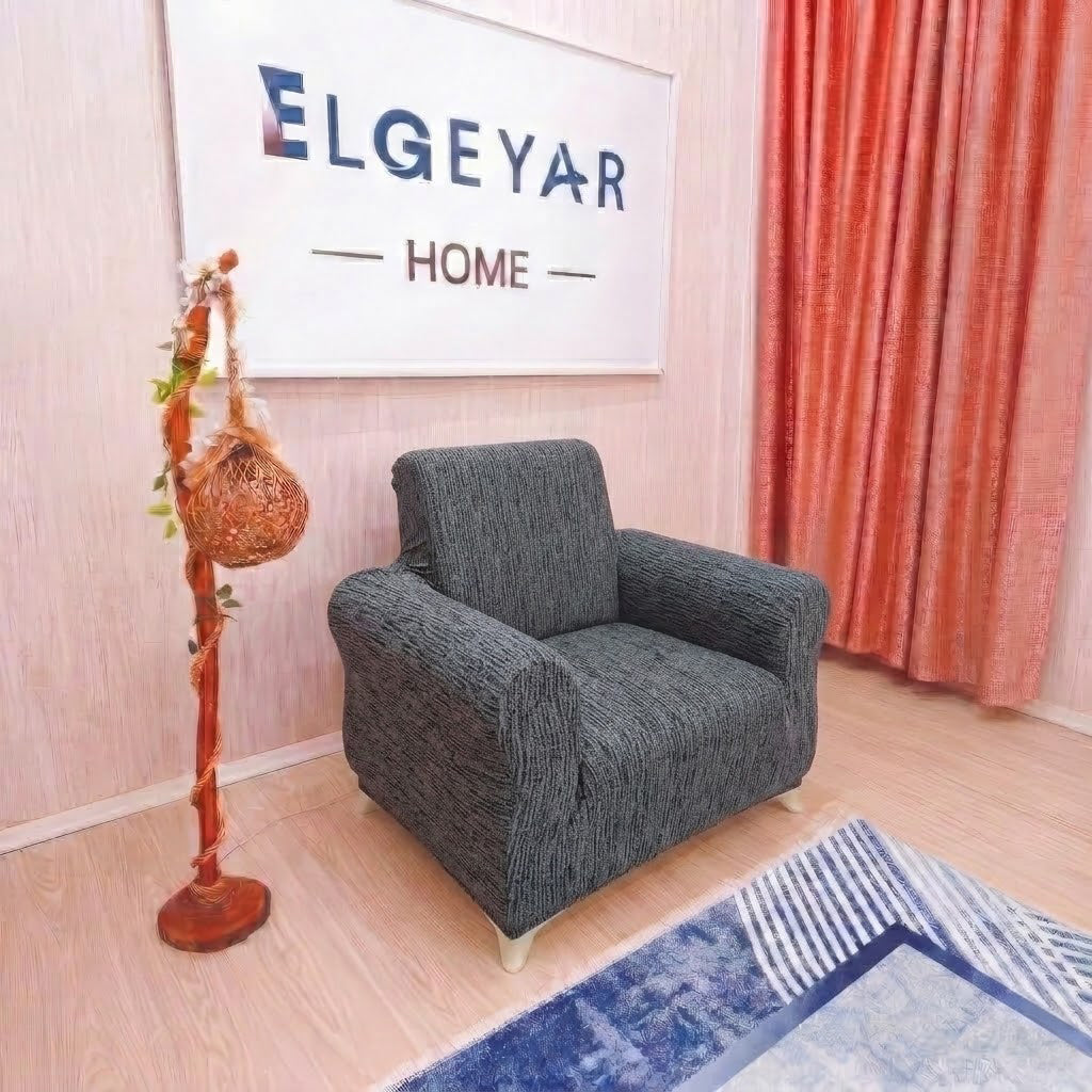 ELGEYAR Jakarlı Ağaç Kabuğu 3+3+1+1 Koltuk Örtüsü Takımı - Antrasit