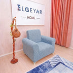 ELGEYAR Jakarlı Ağaç Kabuğu 3+3+1+1 Koltuk Örtüsü Takımı - Gri