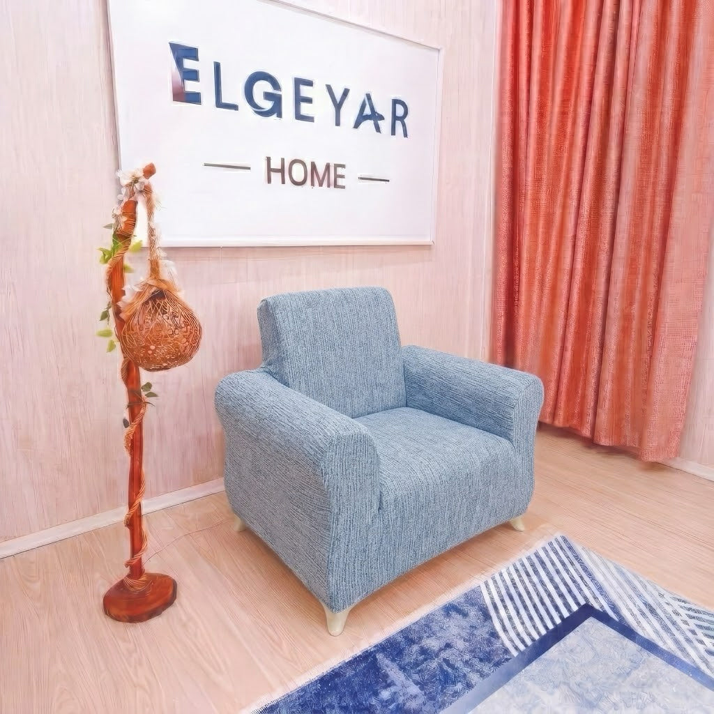 ELGEYAR Jakarlı Ağaç Kabuğu 3+3+1+1 Koltuk Örtüsü Takımı - Gri