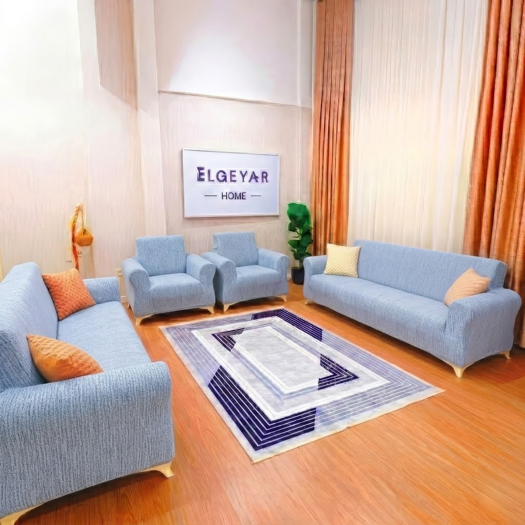 ELGEYAR Jakarlı Ağaç Kabuğu 3+3+1+1 Koltuk Örtüsü Takımı - Gri