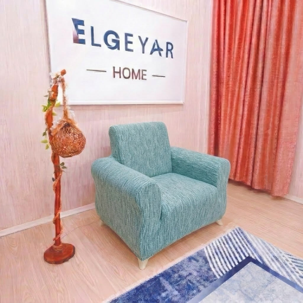 ELGEYAR Jakarlı Ağaç Kabuğu 3+3+1+1 Koltuk Örtüsü Takımı - Mint