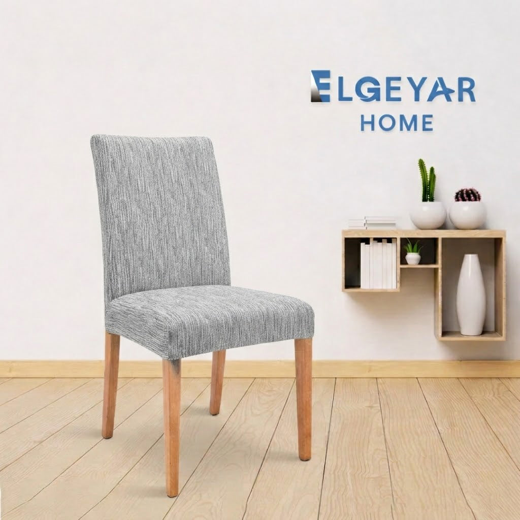 ELGEYAR Jakarlı Ağaç Kabuğu Sandalye Kılıfı - Taş Gri