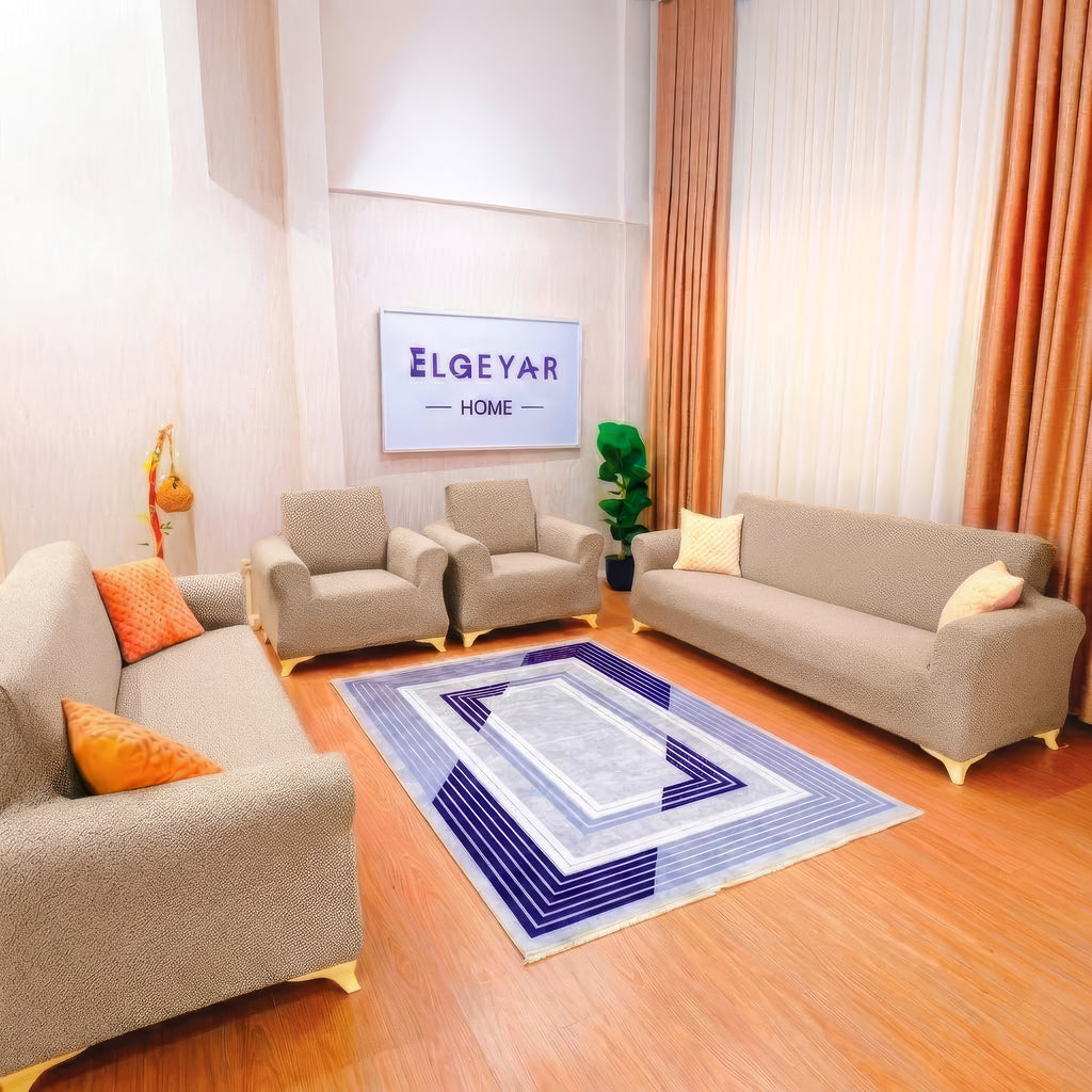 ELGEYAR Jakarlı Bohem 3+3+1+1 Koltuk Örtüsü Takımı - Vizon