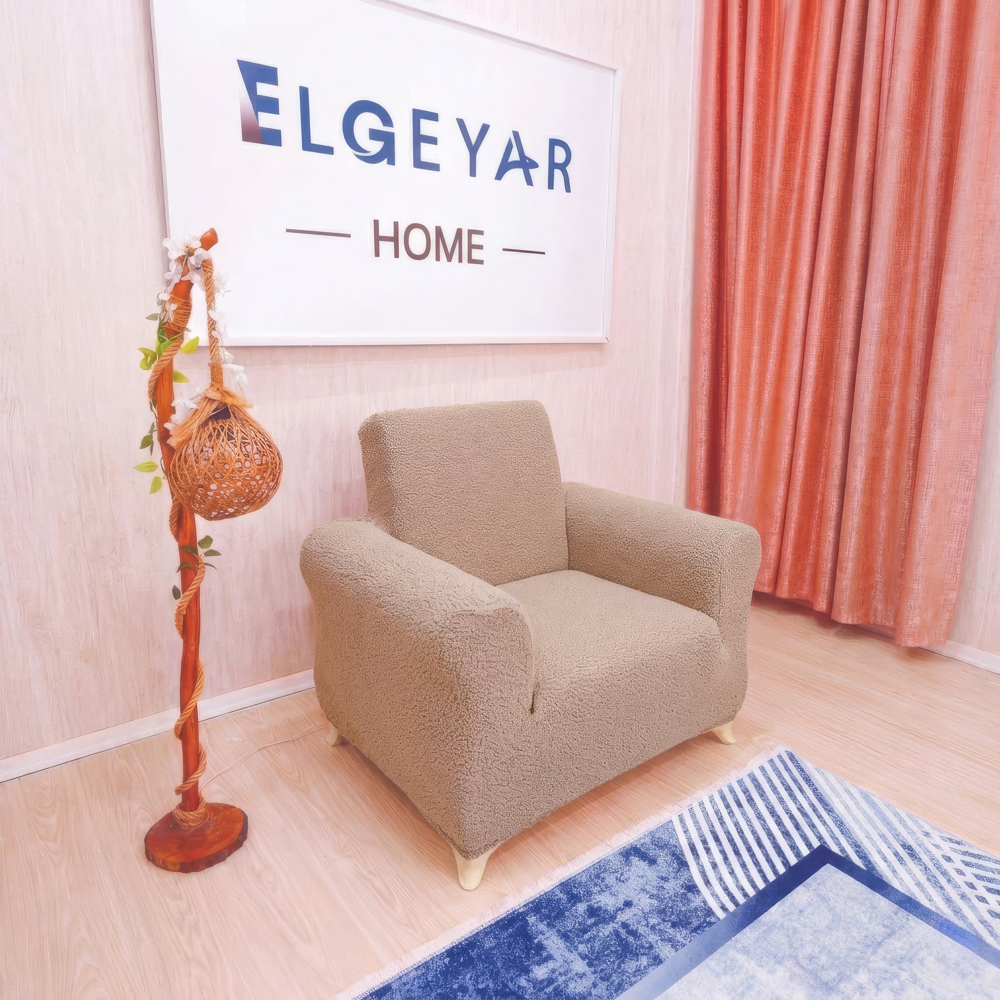 ELGEYAR Jakarlı Bohem 3+3+1+1 Koltuk Örtüsü Takımı - Vizon