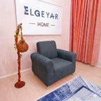ELGEYAR Jakarlı Su Yolu 3+3+1+1 Koltuk Örtüsü Takımı - Antrasit