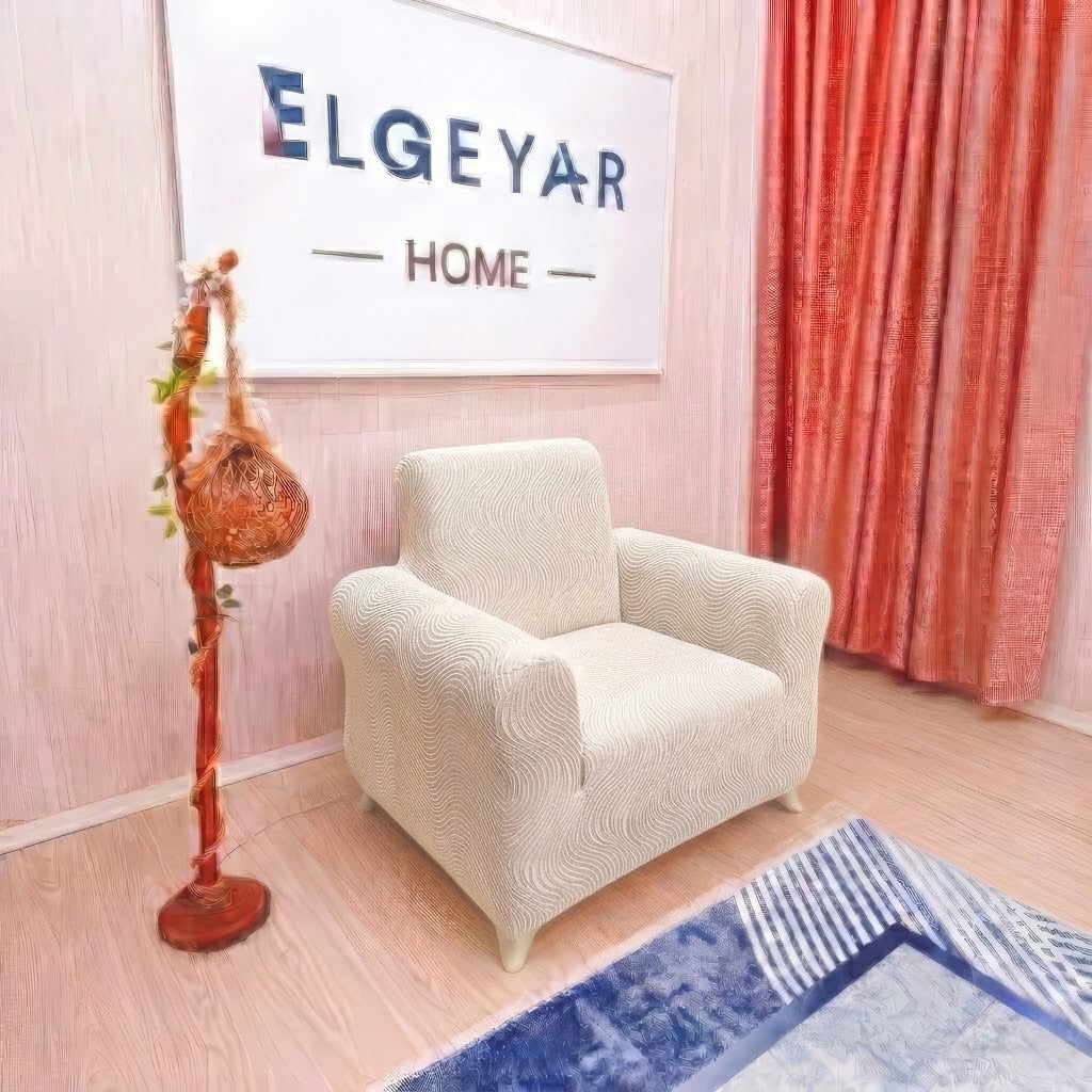 ELGEYAR Jakarlı Su Yolu 3+3+1+1 Koltuk Örtüsü Takımı - Krem