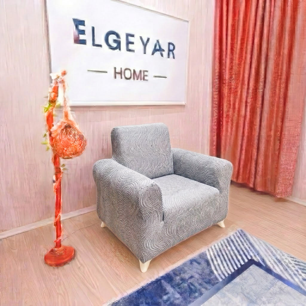 ELGEYAR Jakarlı Su Yolu 3+3+1+1 Koltuk Örtüsü Takımı - Taş Gri