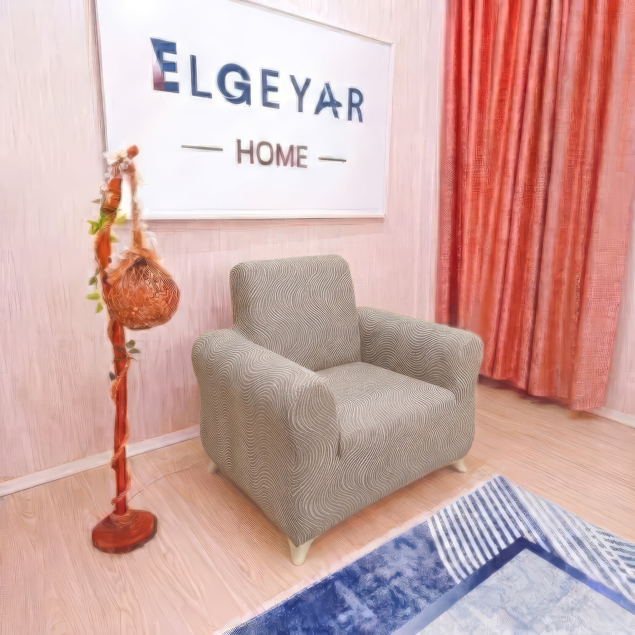ELGEYAR Jakarlı Su Yolu 3+3+1+1 Koltuk Örtüsü Takımı - Vizon