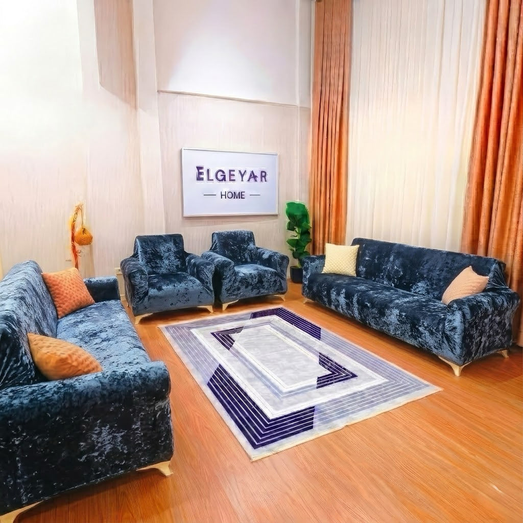 ELGEYAR Kadife 3+3+1+1 Koltuk Örtüsü Takımı - Antrasit