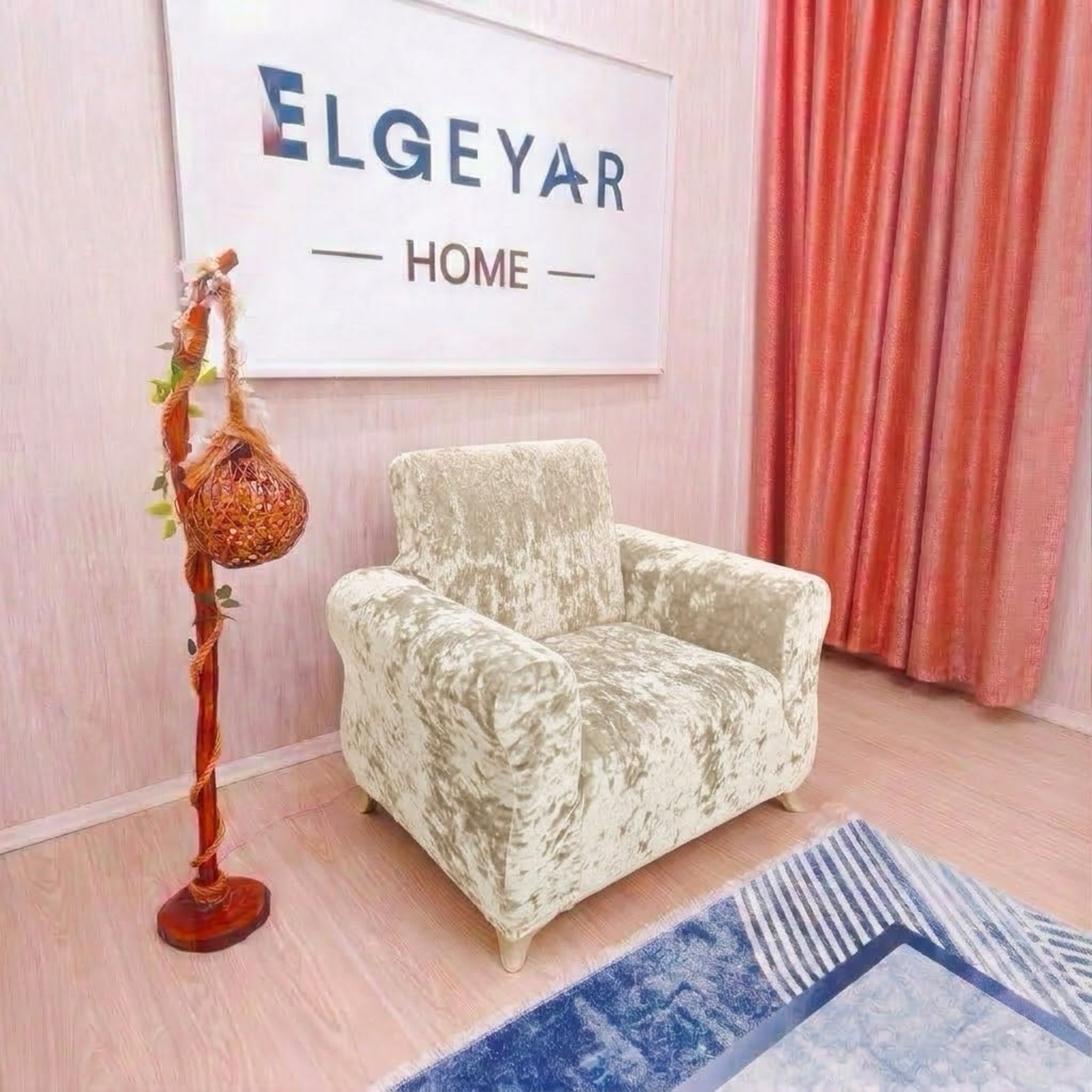 ELGEYAR Kadife 3+3+1+1 Koltuk Örtüsü Takımı - krem