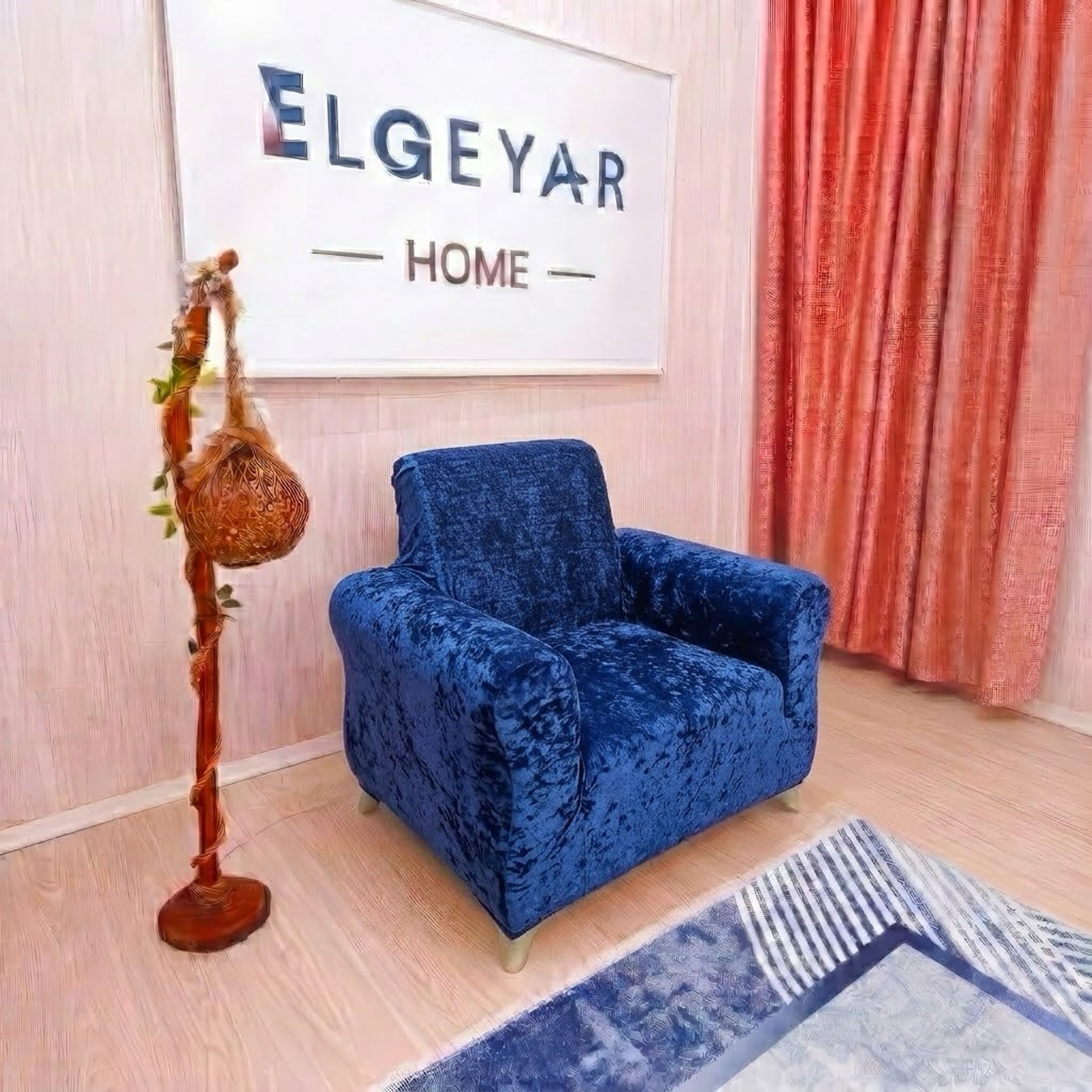 ELGEYAR Kadife 3+3+1+1 Koltuk Örtüsü Takımı - Lacivert