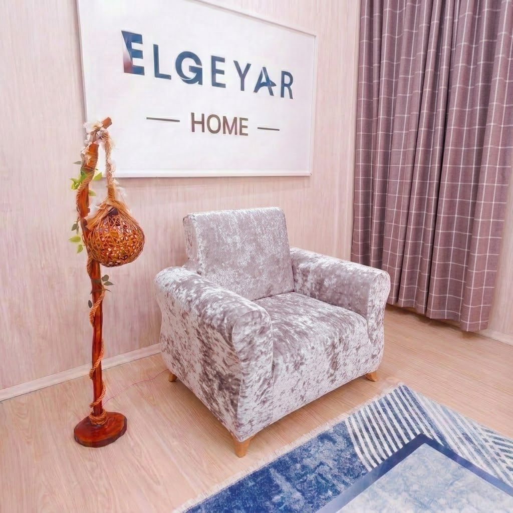 ELGEYAR Kadife 3+3+1+1 Koltuk Örtüsü Takımı - Pudra