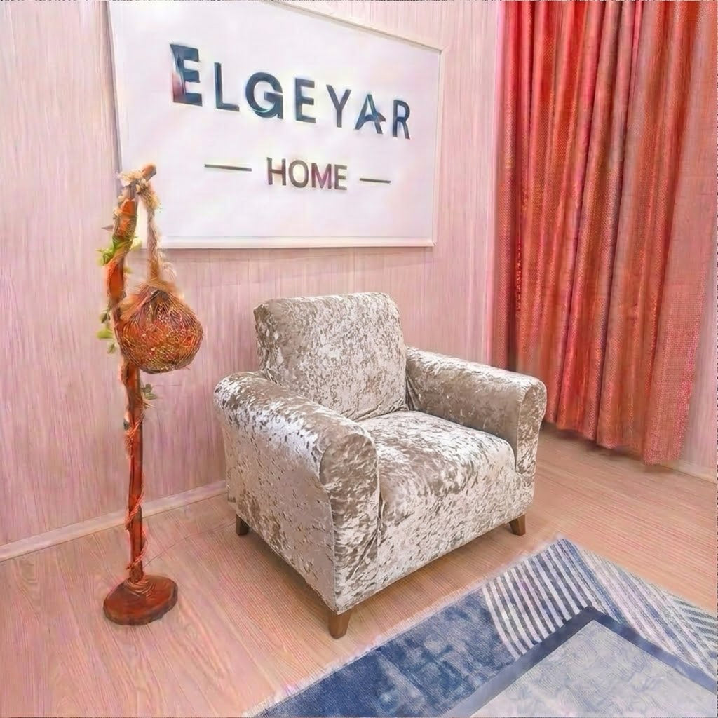ELGEYAR Kadife 3+3+1+1 Koltuk Örtüsü Takımı - Vizon
