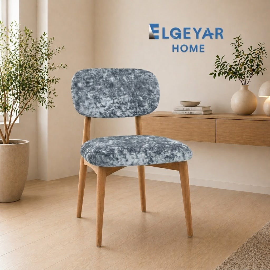 ELGEYAR Kadife Oval Sırtlı Sandalye Kılıfı - Gri