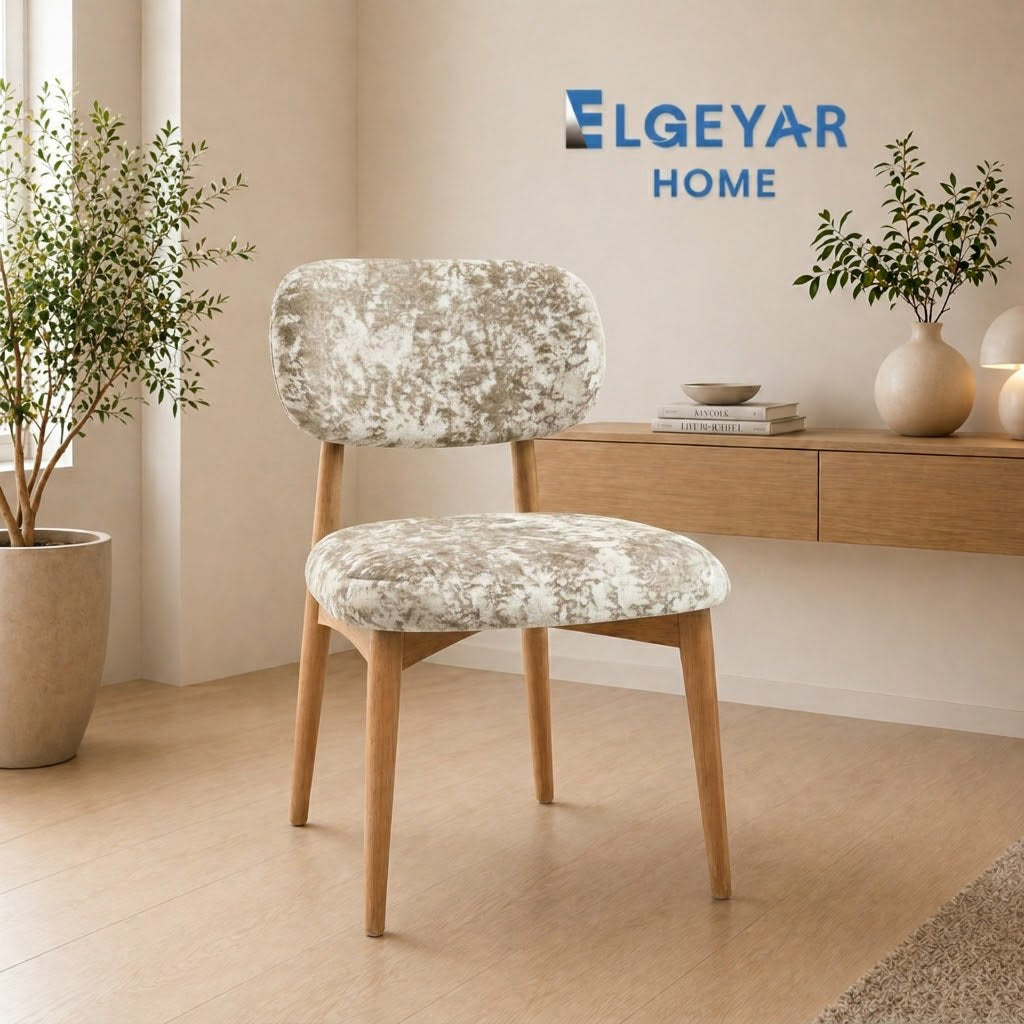 ELGEYAR Kadife Oval Sırtlı Sandalye Kılıfı - Vizon