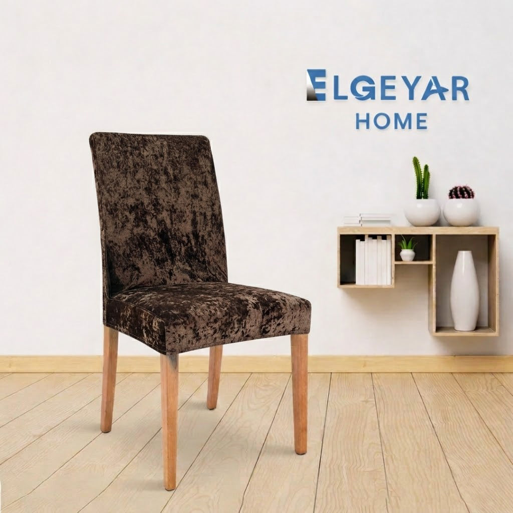 ELGEYAR Kadife Sandalye Kılıfı - Kahve