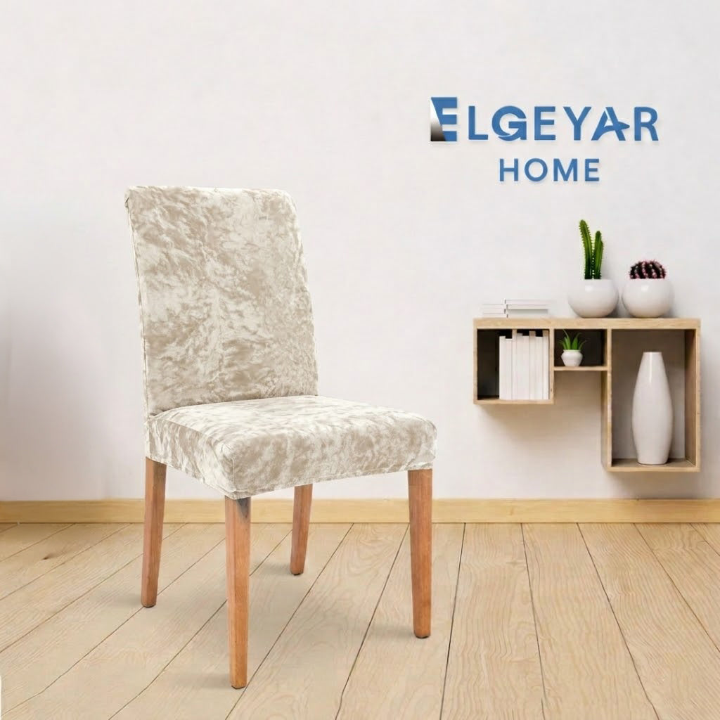 ELGEYAR Kadife Sandalye Kılıfı - Krem