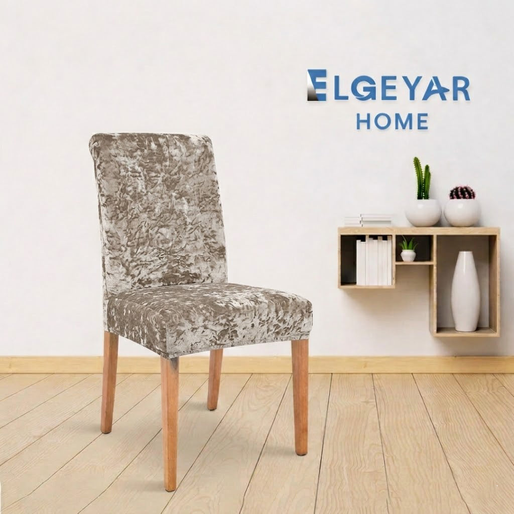 ELGEYAR Kadife Sandalye Kılıfı - Vizon