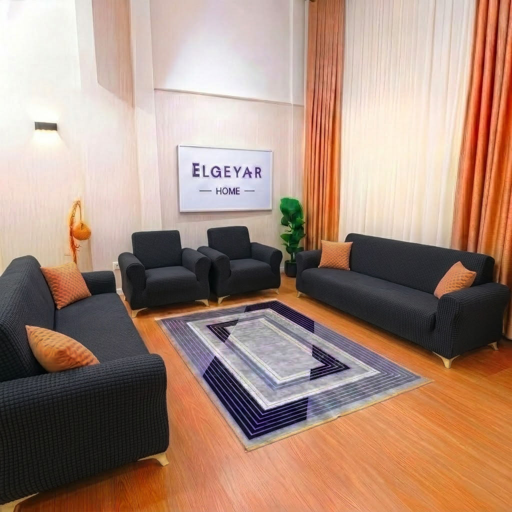 ELGEYAR Likralı Pitikare 3+3+1+1 Koltuk Örtüsü Takımı - Antrasit
