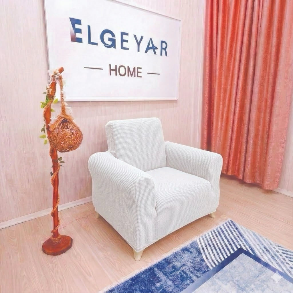 ELGEYAR Likralı Pitikare 3+3+1+1 Koltuk Örtüsü Takımı - Beyaz