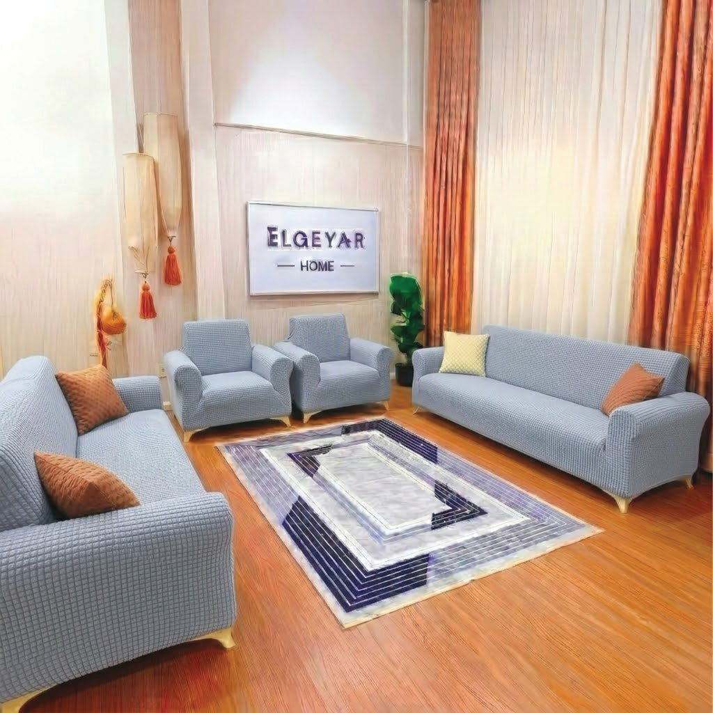 ELGEYAR Likralı Pitikare 3+3+1+1 Koltuk Örtüsü Takımı - Gri