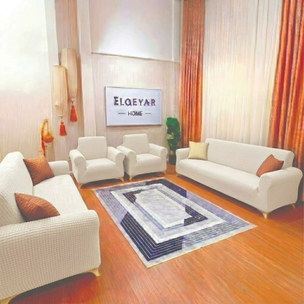ELGEYAR Likralı Pitikare 3+3+1+1 Koltuk Örtüsü Takımı - Krem