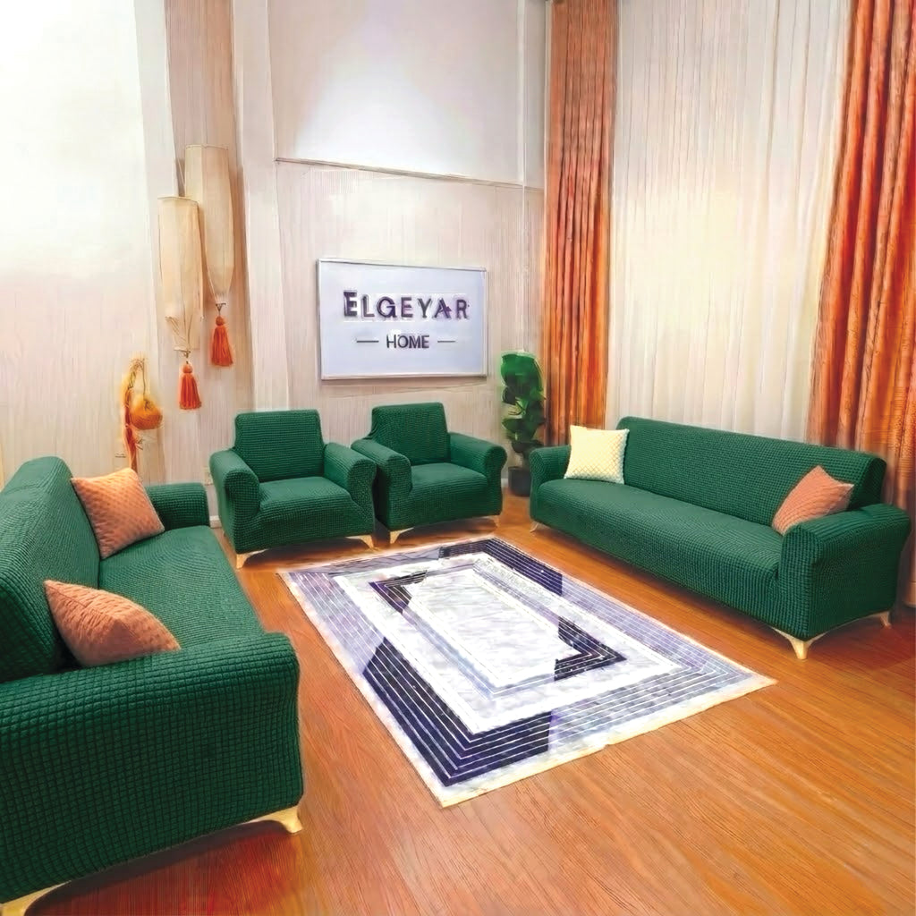ELGEYAR Likralı Pitikare 3+3+1+1 Koltuk Örtüsü Takımı - Yeşil