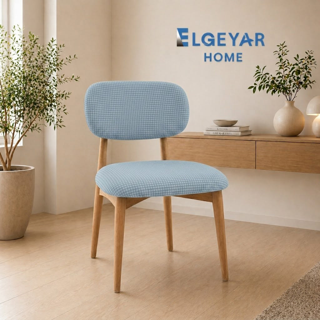 ELGEYAR Likralı Pitikare Oval Sırtlı Sandalye Kılıfı - Gri