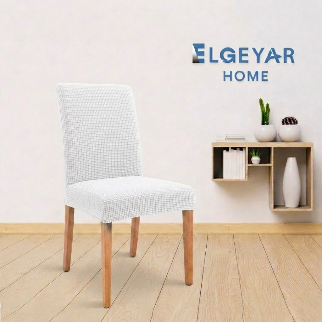 ELGEYAR Likralı Pitikare Sandalye Kılıfı - Beyaz