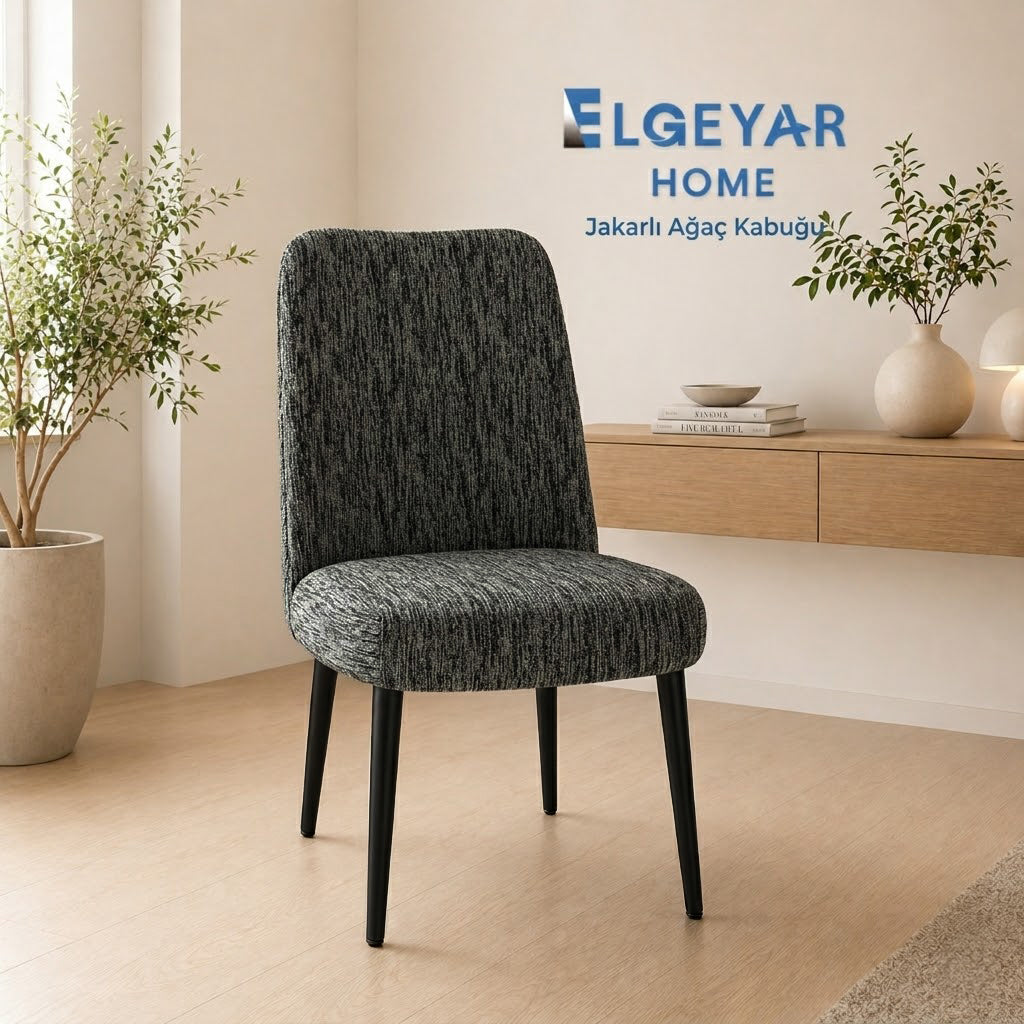 ELGEYAR Oval Ağaç Kabuğu Sandalye Kılıfı - Antrasit