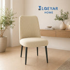 ELGEYAR Oval Likralı Pitikare Sandalye Kılıfı - Krem