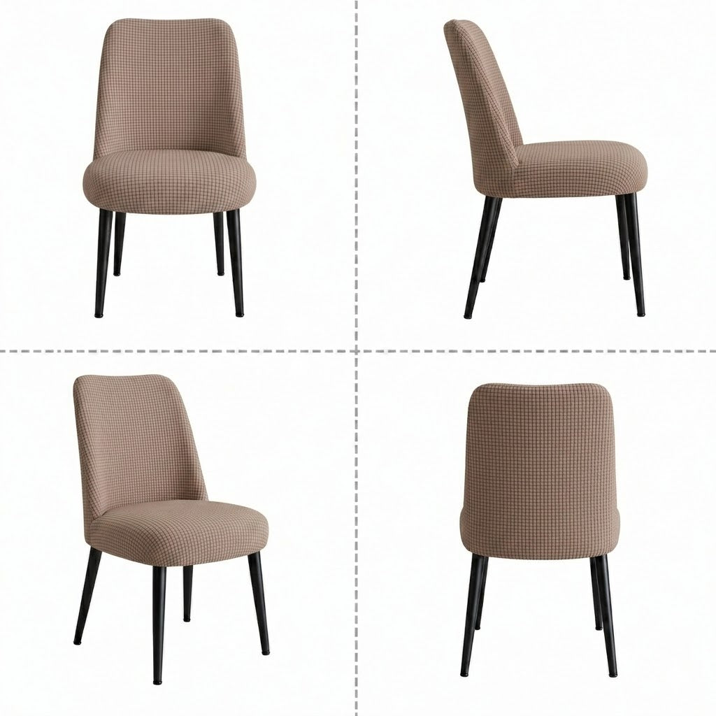 ELGEYAR Oval Likralı Pitikare Sandalye Kılıfı - Vizon